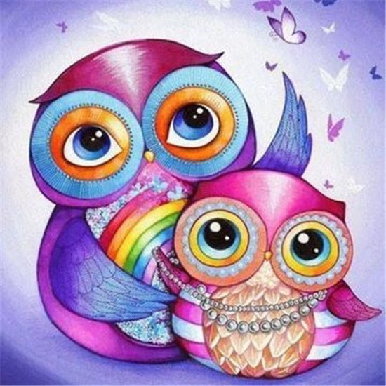 Colorful Cartoon Owl Painting