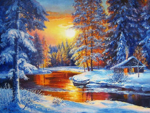 Nice Winter Snow Sunset Diamond Paint