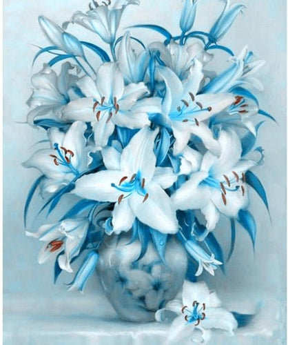 Graceful White & Blue Flowers Painting Kit