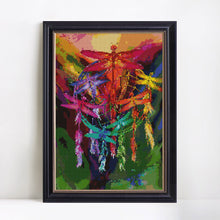 Load image into Gallery viewer, Beautiful Colorful Dragonflies - Painting by Diamonds