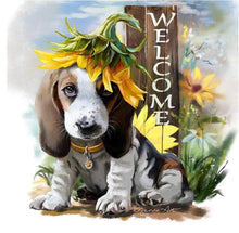 Load image into Gallery viewer, Dog &amp; Flowers Painting - DIY with Diamonds