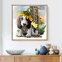 Load image into Gallery viewer, Dog &amp; Flowers Painting - DIY with Diamonds