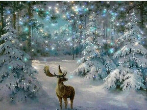 Deer in the Woods Christmas Painting