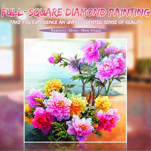 Blooming Flowers Painting With Diamonds