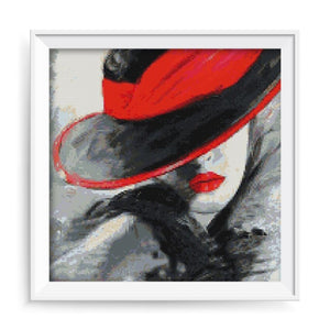 Woman With Red Hat Diamond Painting