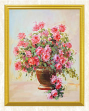 Load image into Gallery viewer, Pink Roses in Golden Vase DIY Painting