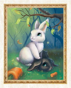 Rabbits in the Forest - Diamond Art