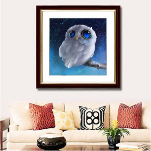 Cute White Owl Diamond Art Kit