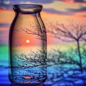 Sunset View Captured in Glass Bottle