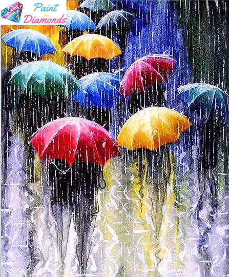 Rain and Umbrellas diamond painting